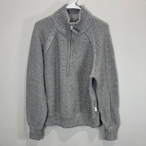 Offline‎ aerie Gray Half-Zip Mock Neck Sweater Heathered